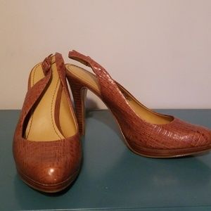 Brown nine west slingback heels